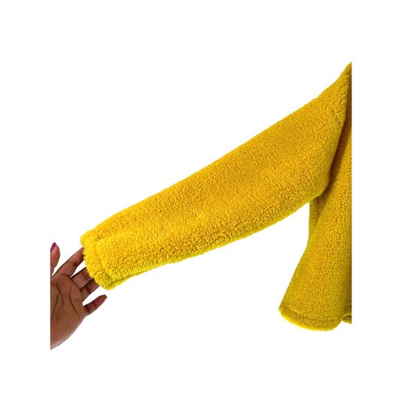 NWT Levi's Yellow Aura Cozy Warm Mock Neck Sherpa Pullover Sweatshirt Small - Picture 6 of 11